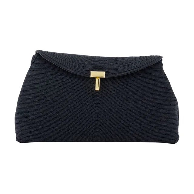 TOTEME Rippled Canvas Clutch — Black in Black Canvas from HEWI