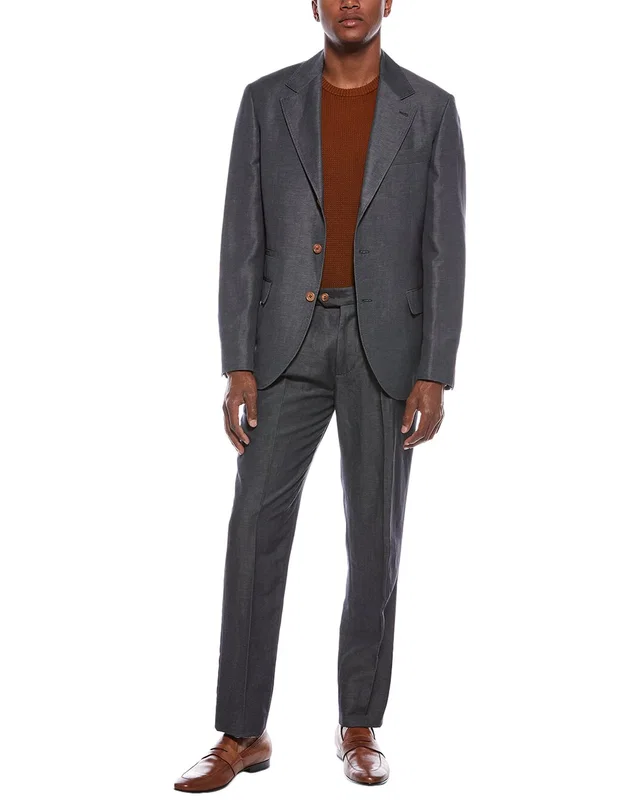 Brunello Cucinelli 2pc Wool & Linen-Blend Suit with Pleated Pant, image 1 of 1 from Gilt