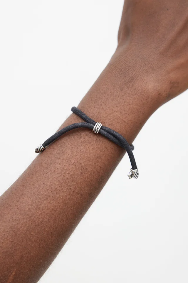 David Yurman Black Cord & Silver Charm Bracelet in Black from VSP Consignment