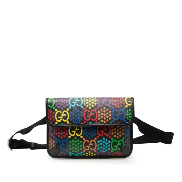 Black Gucci GG Supreme Psychedelic Belt Bag in Black Coated canvas from Designer Revival