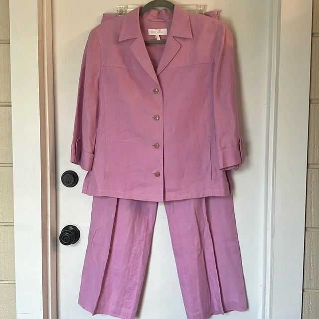Escada Lilac Linen Set Size 40 Jacket Size 42 Pants in purple from Poshmark