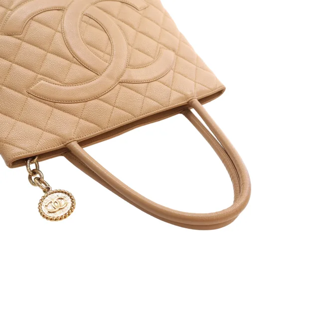 Beige Chanel Caviar Medallion Tote in Beige Caviar leather from Designer Revival, photo 14 of 15