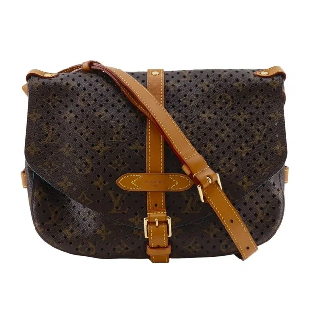 Louis Vuitton Saumur PM Monogram Perfoux Turquoise Brown in Brown from The Reluxe