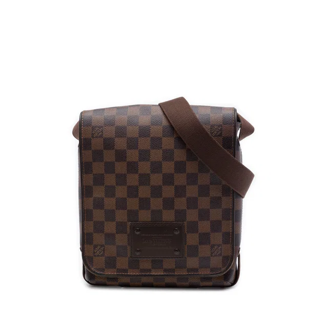 Brown Louis Vuitton Damier Ebene Brooklyn PM Crossbody Bag in Brown Canvas from Designer Revival