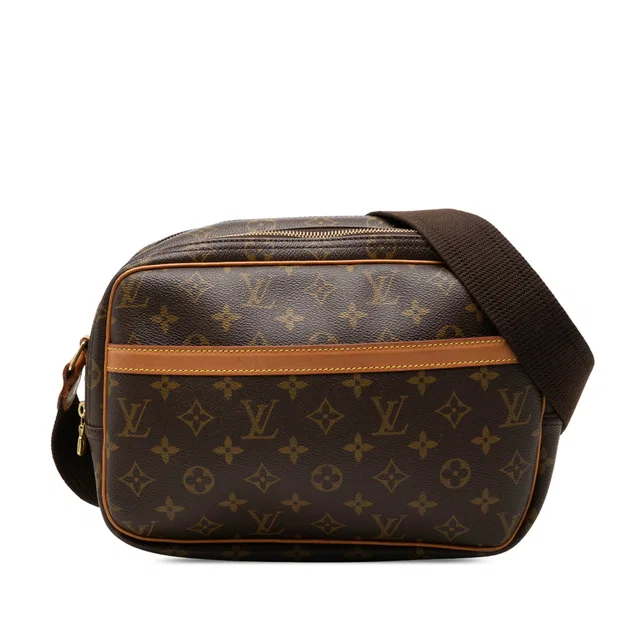 Brown Louis Vuitton Monogram Reporter PM Crossbody Bag in Brown Coated canvas from Designer Revival