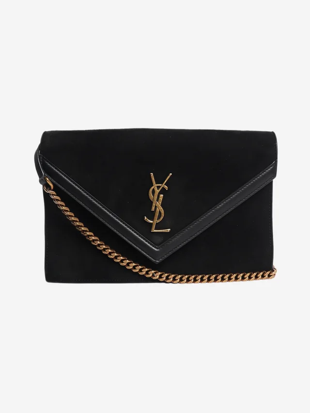 Saint Laurent Black suede envelope bag in Black Suede from Sign of the Times