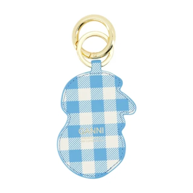 GANNI Gingham Calfskin Key Case — Blue Keychains in Blue Calfskin from HEWI