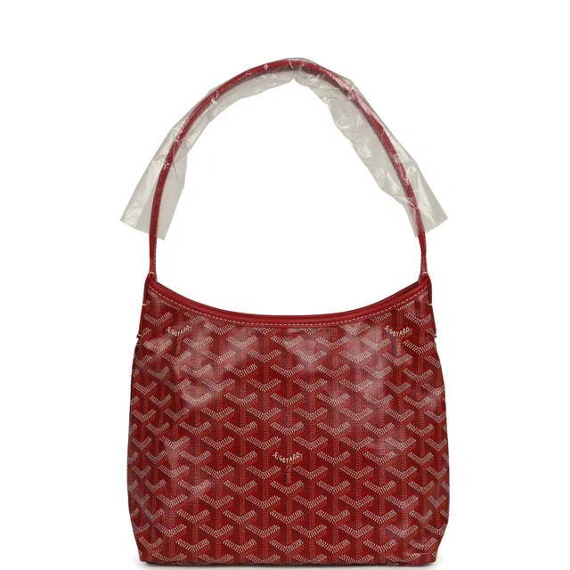 Goyard Goyardine Red Boheme Mini Hobo Bag Palladium Hardware in Red Calfskin from Madison Avenue Couture