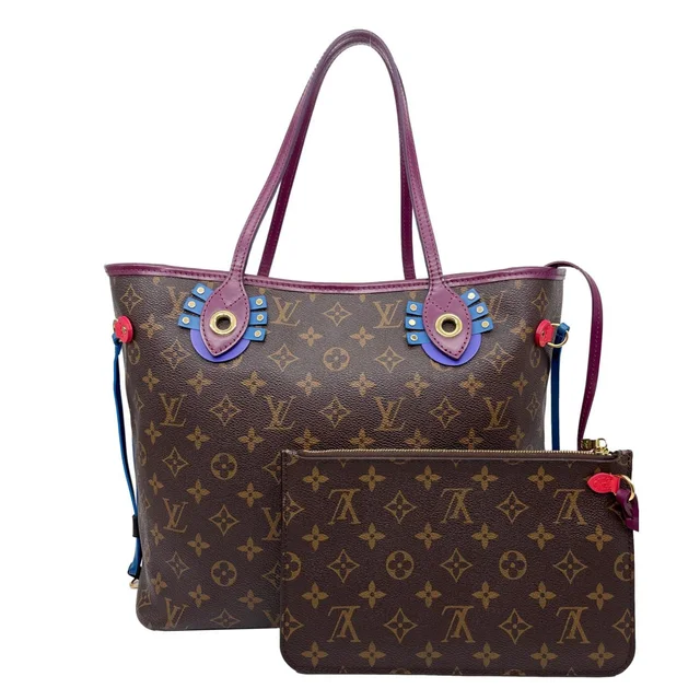 Louis Vuitton Neverfull MM Totem Monogram Canvas Shoulder Bag Magenta in Coated canvas from Dallas Designer Handbags