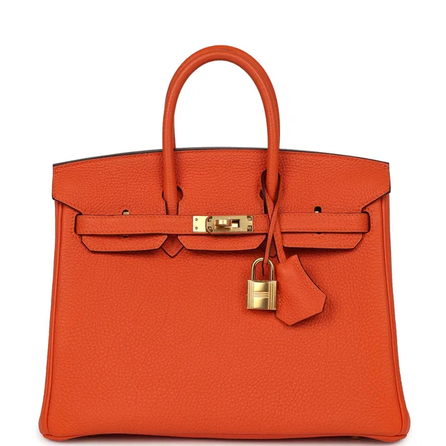 Hermès Birkin 25 Feu Togo Gold Hardware in Orange Togo leather from Madison Avenue Couture