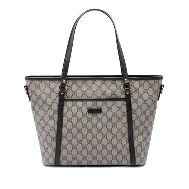 Beige Gucci GG Supreme Joy Convertible Tote Satchel in Beige Coated canvas from Designer Revival