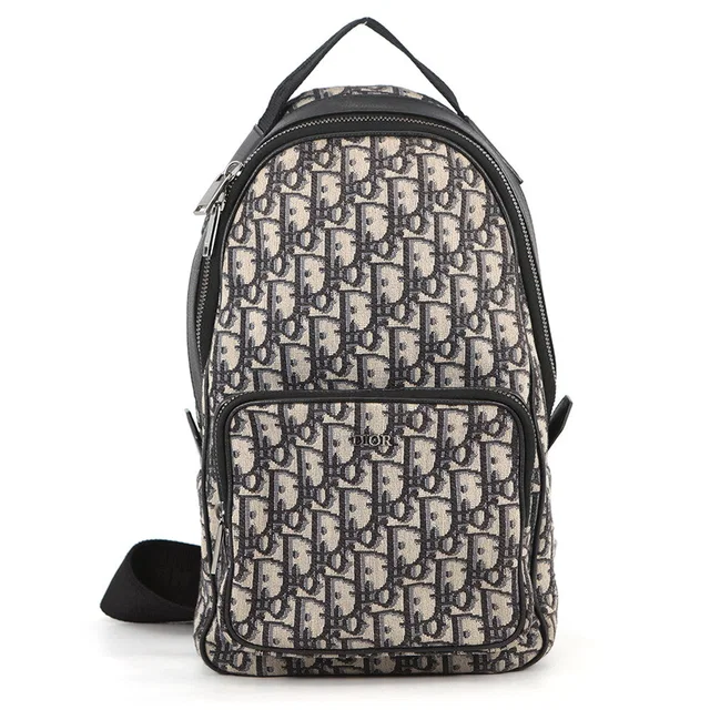 Dior Oblique Sling Bag Navy/Black/Beige Canvas Leather in Black Canvas from GALLERY RARE