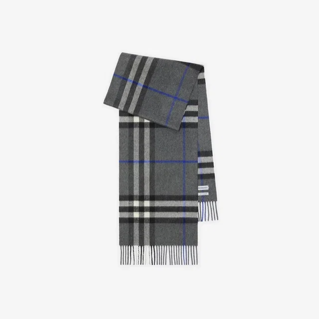 Burberry Tartan Check Scarf — Grey Wool Scarfs in Grey Wool from HEWI