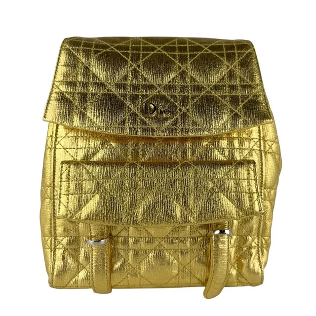 Dior Backpack Cannage Gold in Gold Leather from The Reluxe