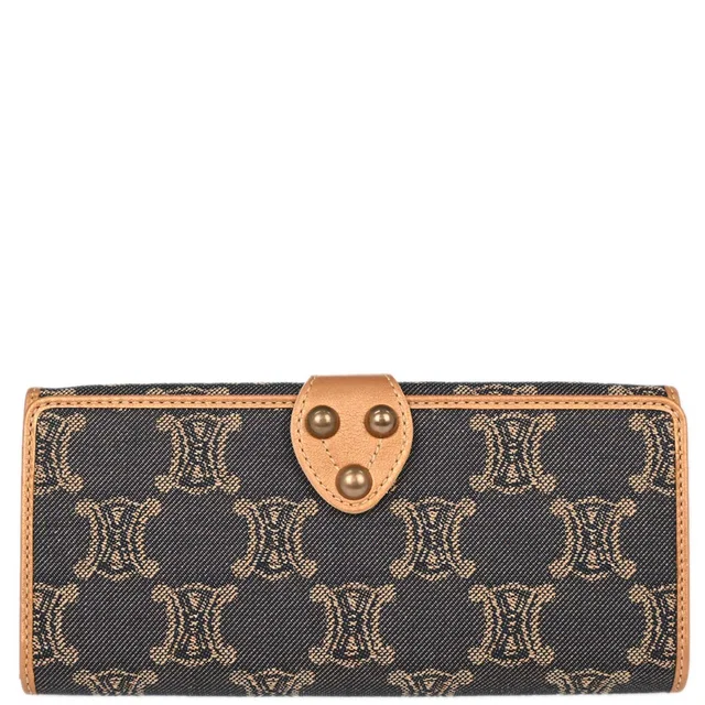 Celine Blue Denim Macadam Long Bifold Wallet in Blue Denim from AMORE Vintage Tokyo