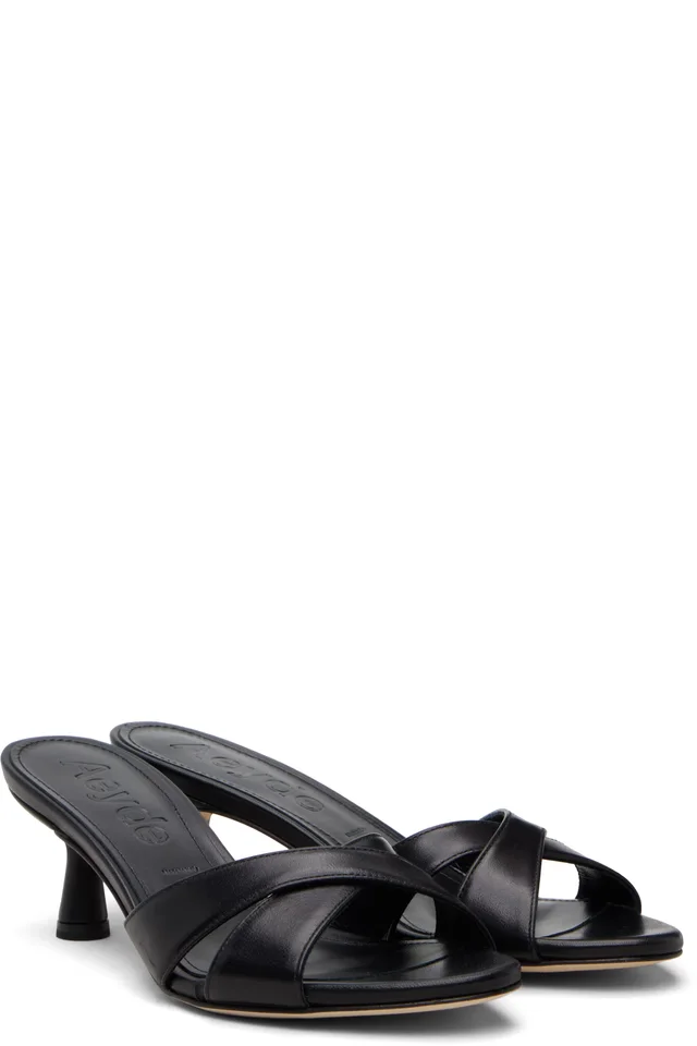 Aeyde Black Vero Leather Mule Heeled Sandals, photo 4 of 4 from SSENSE