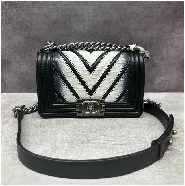 Chanel Lizard and Calfskin Boy Bag in Calfskin from Luxury Promise