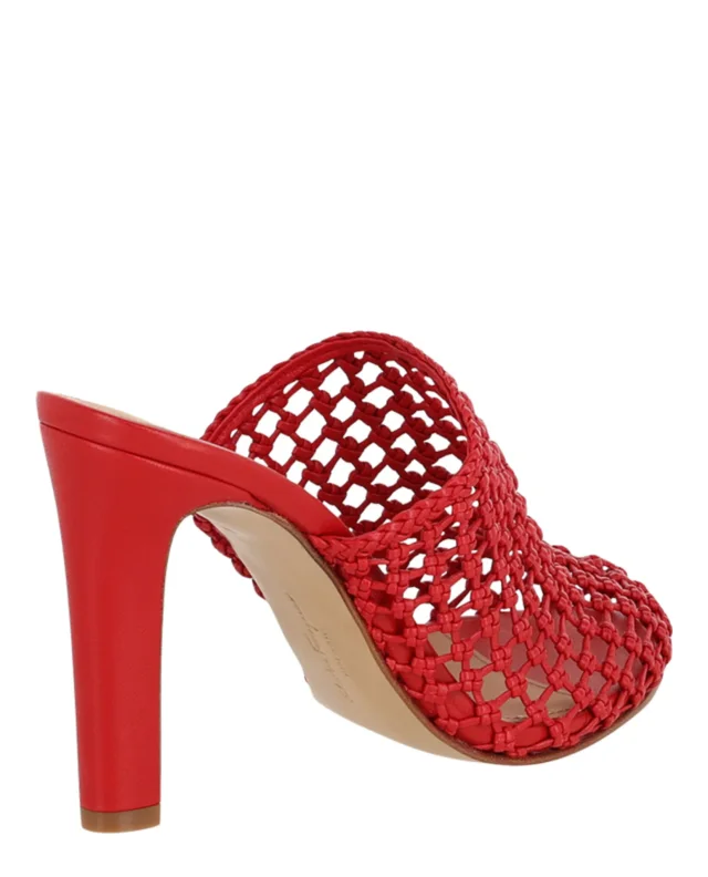 Salvatore Ferragamo Ellas X5 Caged Mules in red, photo 3 of 6 from ShopSimon
