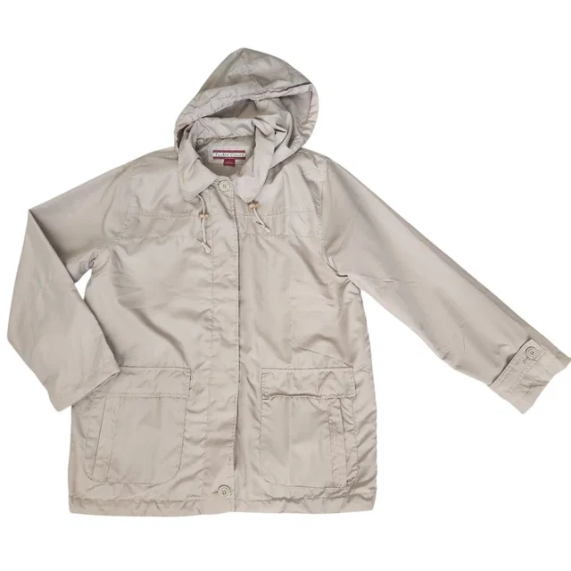 Tudor Tan Rain Jacket L Coated Hood Coastal Grandma Gorpcore Quiet Luxury in brown|neutral from Poshmark