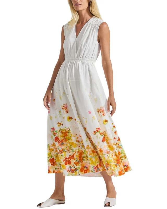 Derek Lam 10 Crosby Nara Border Print Cotton Poplin Cinch Waist Maxi Dress, image 1 of 1 from Gilt