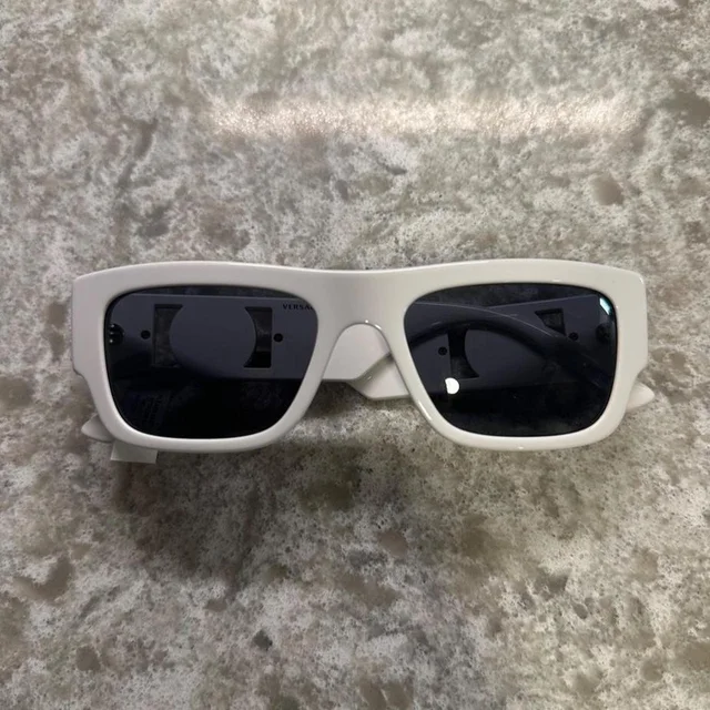 Versace Women's Square Sunglasses - White/Cream in white from Depop, photo 1 of 1