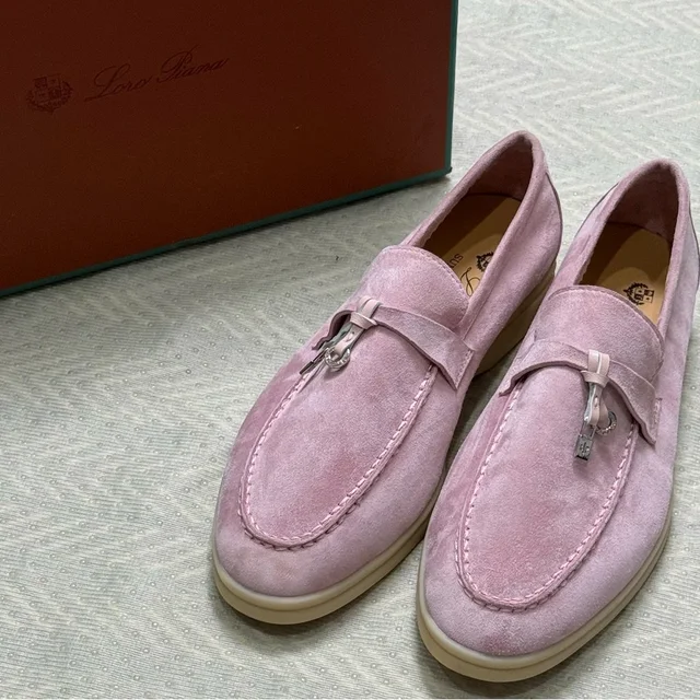 Loro Piana Women's Pink Loafers in pink Suede from Poshmark