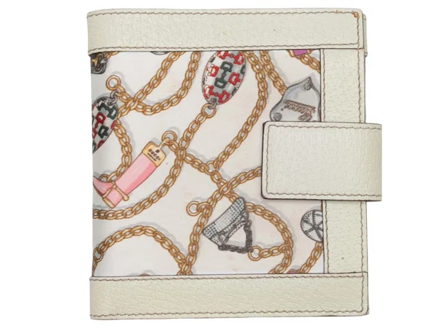 White & Multicolor Gucci Silk & Leather Charmy Wallet in White Silk from Designer Revival