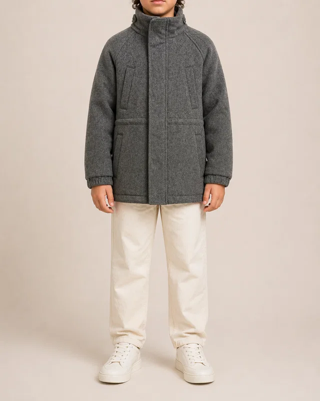 Loro Piana Kids Grey Cashmere Jacket with Pockets and Knit Collar Size 8 years in Grey Cashmere from Sellier