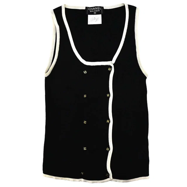 Chanel 1995 Tank Top Black #40 in Black from AMORE Vintage Tokyo