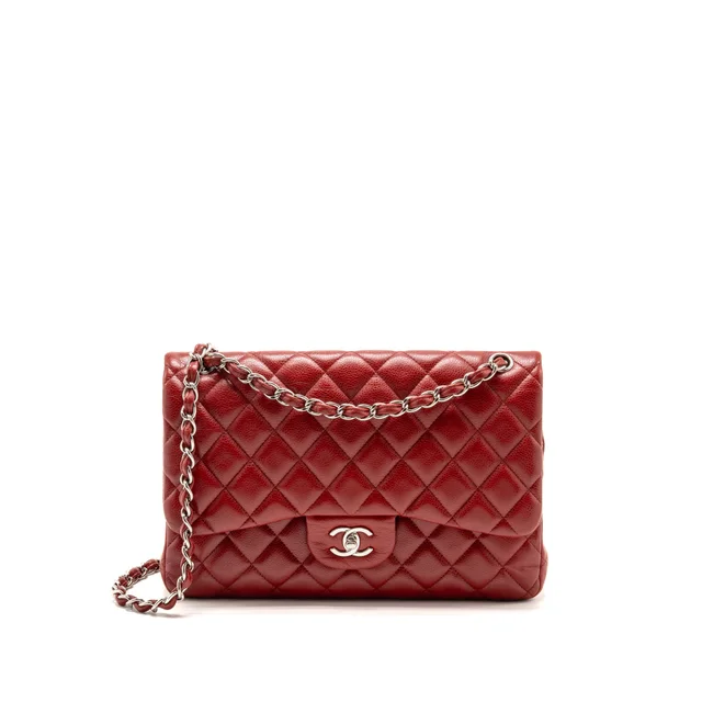 Chanel Jumbo Classic Double Flap Bag Caviar RED SHW in Red Caviar leather from EMIER