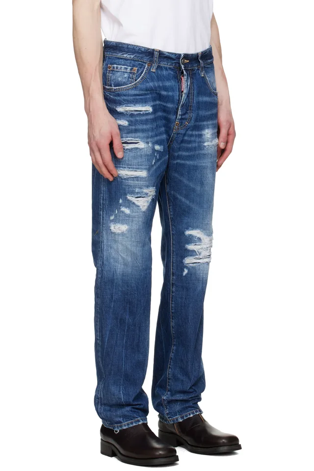 Dsquared2 Blue Medium Ripped Wash 642 Jeans, photo 2 of 3 from SSENSE