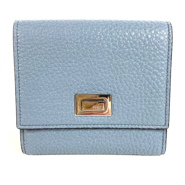 Fendi Bifold Wallet Peekaboo Logo Leather Blue in Blue Leather from The Reluxe