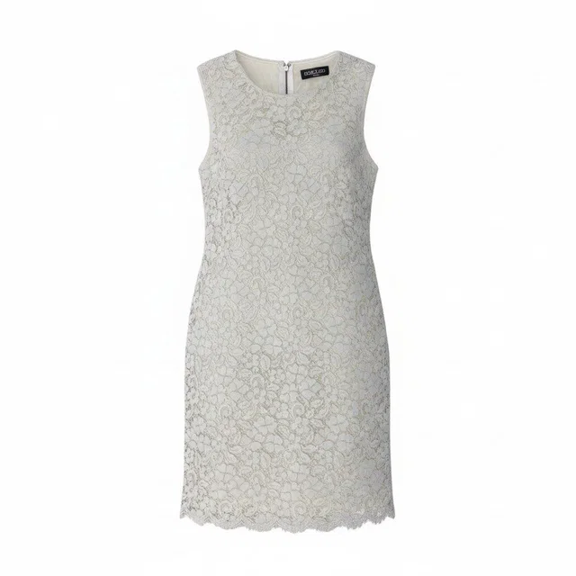 Dolce & Gabbana Flower Motif Full Lace Sleeveless Mini Dress Tight 36 White in White from The Reluxe
