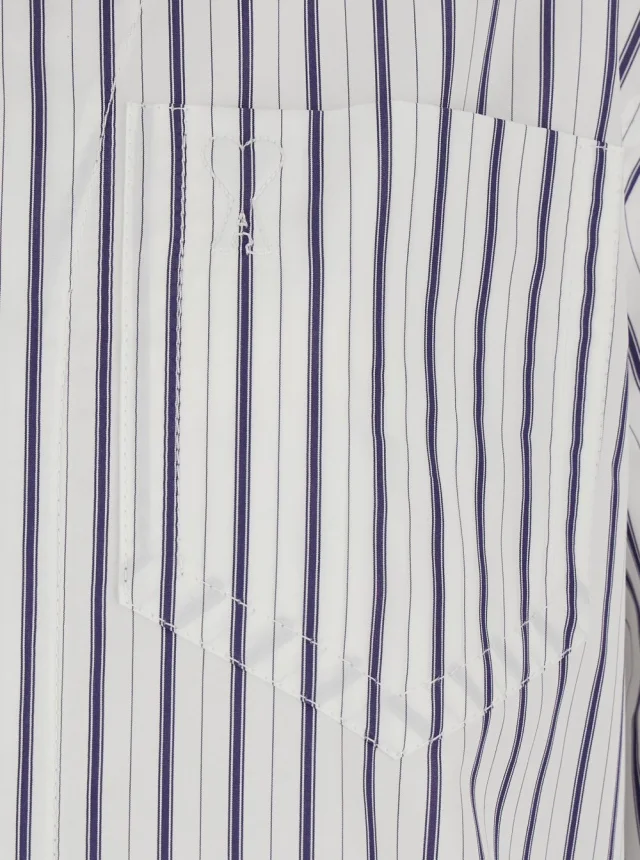 AMI PARIS White Shirt with classic collar and all-over striped pattern in cotton for women in White, photo 5 of 6 from Gaudenzi Boutique