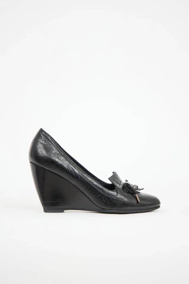 Balenciaga Bow Wedge Heel in Leather from VSP Consignment