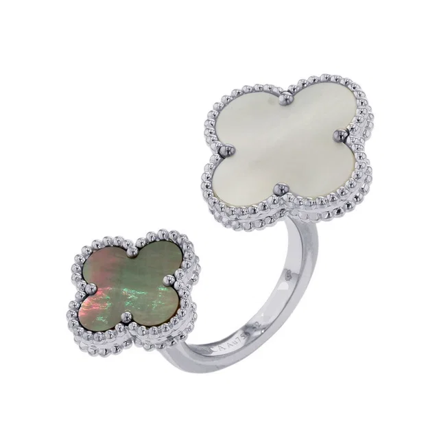 Van Cleef & Arpels Magic Alhambra Entre Le Door Ring Size 52/#12VCARN05652/VCARN05600 18K White Gold in White from GALLERY RARE