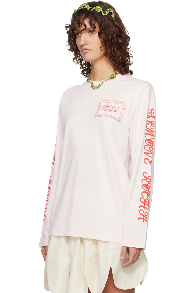 Simone Rocha Pink Pillowcase Logo Print Long Sleeve T-shirt, photo 4 of 5 from SSENSE
