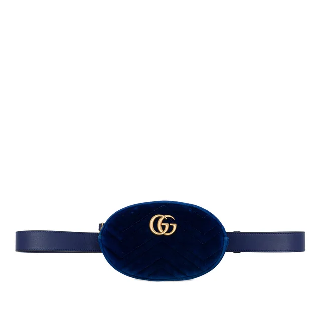 Blue Gucci GG Marmont Matelasse Velvet Belt Bag in Blue Velvet from Designer Revival, photo 1 of 1
