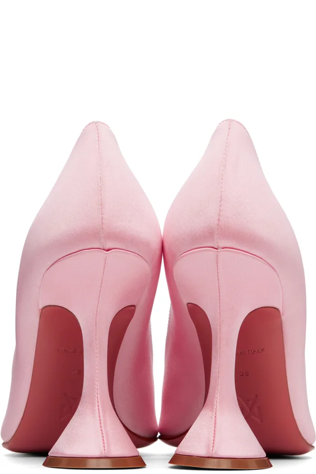 Amina Muaddi Pink Ami 95 Heels, photo 2 of 5 from SSENSE