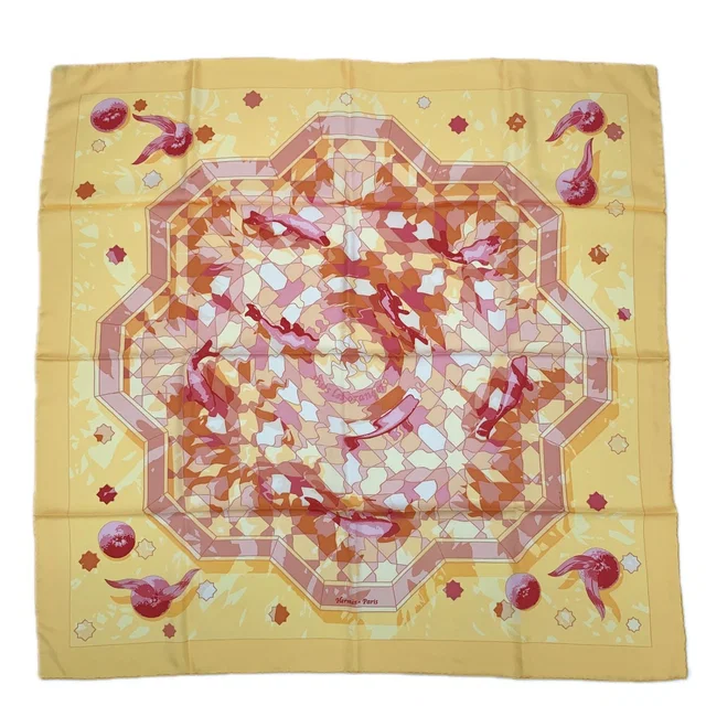 Hermès Carre 90 Sous Les Orange Multicolor Scarf Silk in Orange Silk from The Reluxe