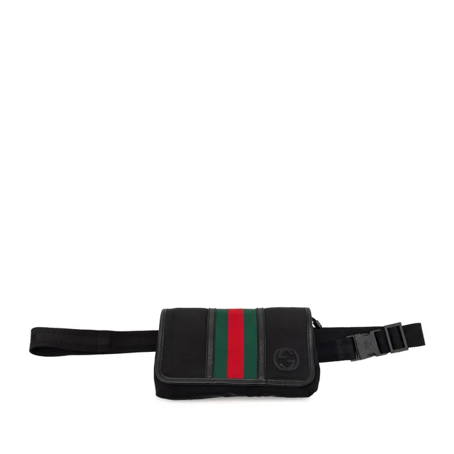 Black Gucci Nylon Interlocking G Web Belt Bag in Black Nylon from Designer Revival