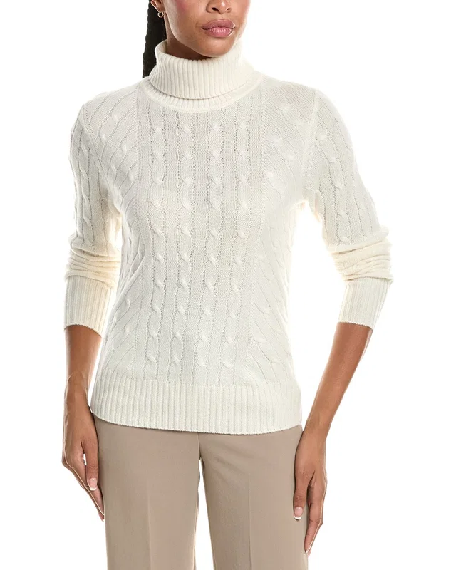 N.PEAL Cable Roll Neck 100% Cashmere Sweater, image 1 of 1 from Rue La La