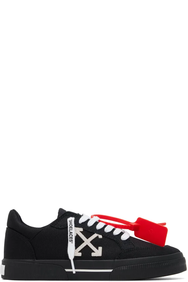 Black Vulcanized Low Canvas Sneakers