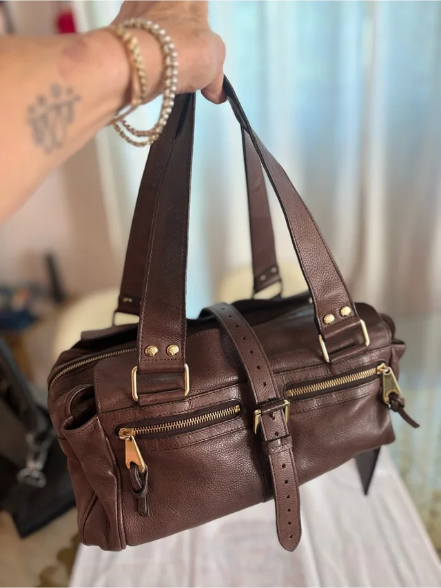 Mulberry Designer Large Mabel Brown Pebbled Leather Shoulder Bag! Gold Hardware! in gold|brown|red Leather from Poshmark