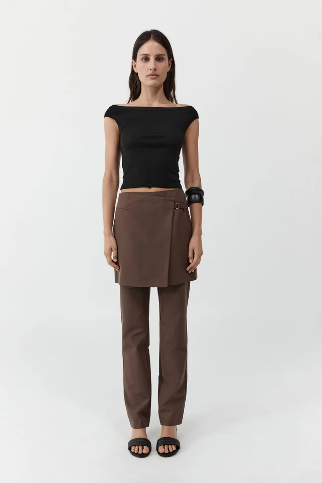 St Agni Silk Canvas Wrap Skirt - Mud from St. Agni, photo 1 of 1