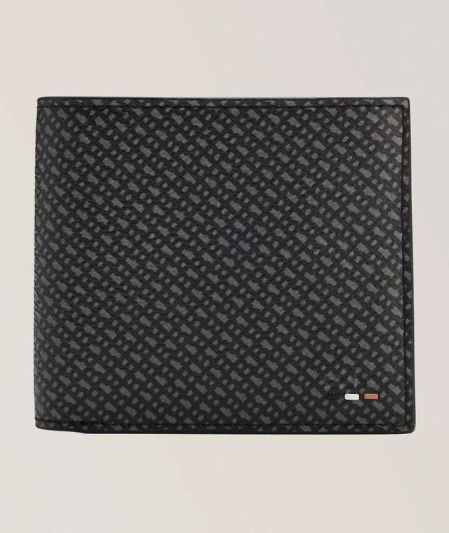 BOSS Ray Monogram Faux Leather Bifold Wallet in Black 60% recycled polyester, 20% polyurethane, 20% recycled polyurethane from Harry Rosen, photo 1 of 1