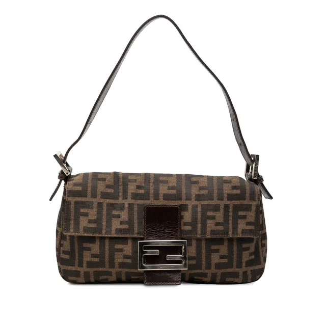 Brown Fendi Zucca Canvas Baguette Shoulder Bag in Brown Canvas from Designer Revival