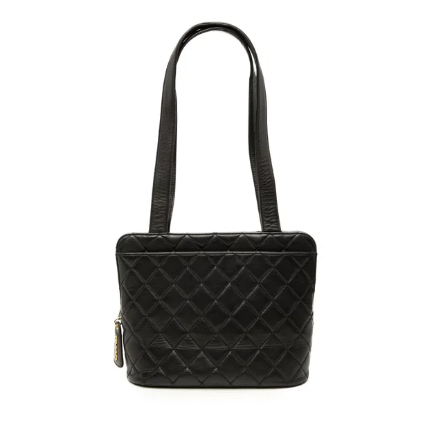Black Chanel Quilted Lambskin Shoulder Bag in Black Lambskin from Designer Revival