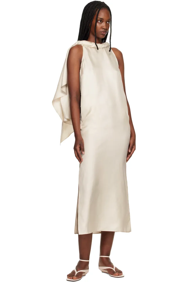Loulou de Saison Off-White Susan Twisted Collar Maxi Dress, photo 4 of 4 from SSENSE