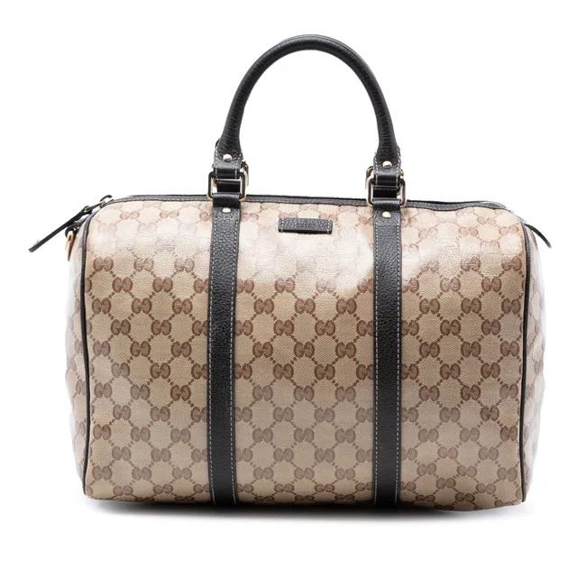Beige Gucci Medium GG Crystal Joy Boston Bag in Beige Coated canvas from Designer Revival